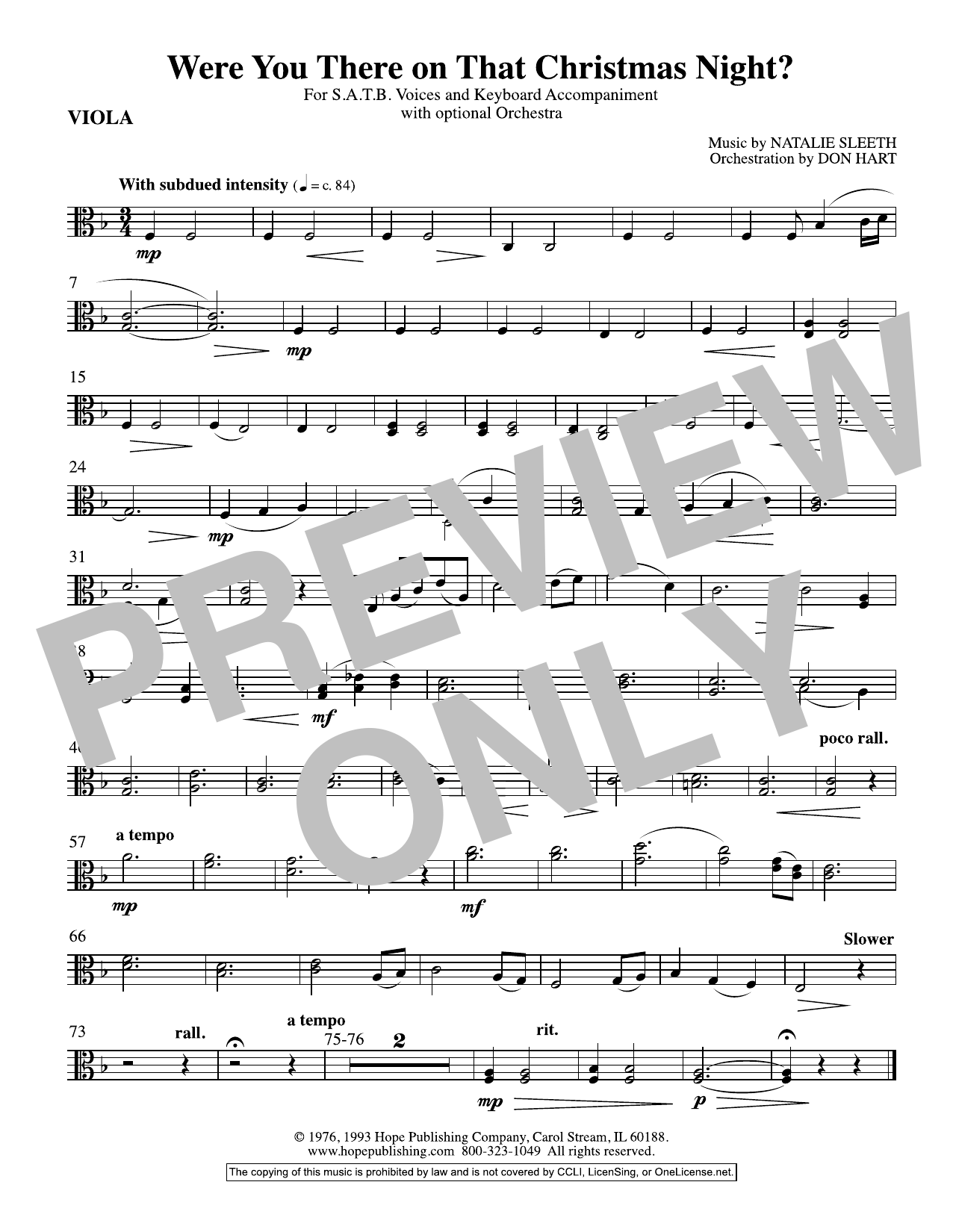 Product picture to: Were You There On That Christmas Night? (arr. Don Hart) - Viola