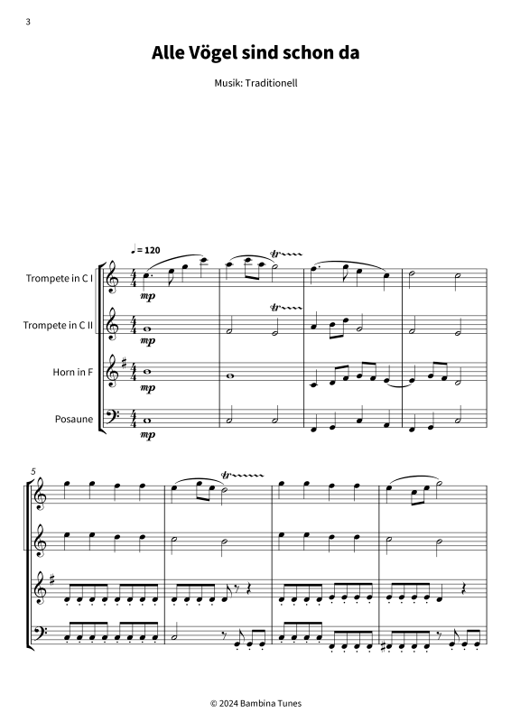 Produktgalerie: Seite 1 von 11 Alle Vögel sind schon da, , (Blechbläser Trio)