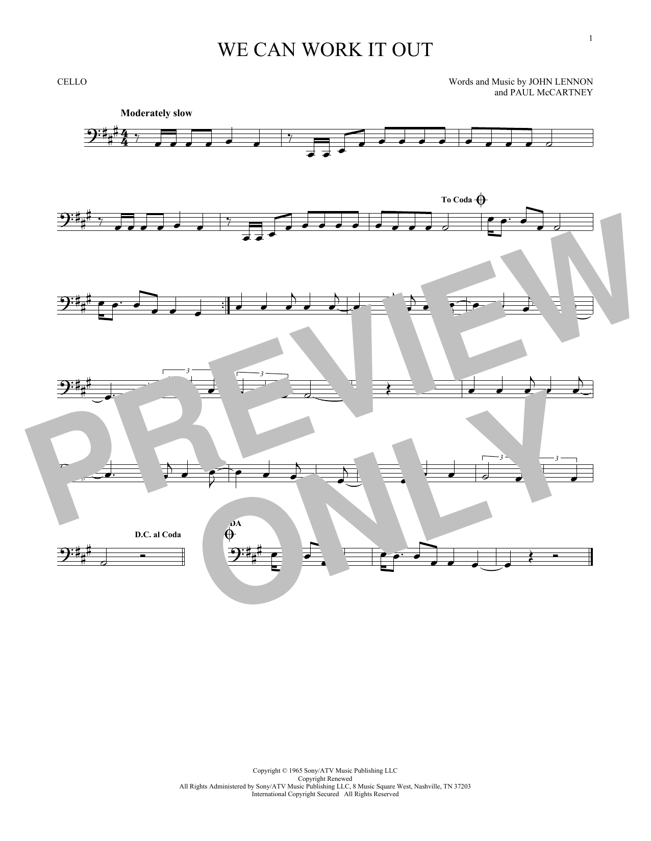 Produktgalerie: Seite 1 von 1 We Can Work It Out, The Beatles, Violoncello