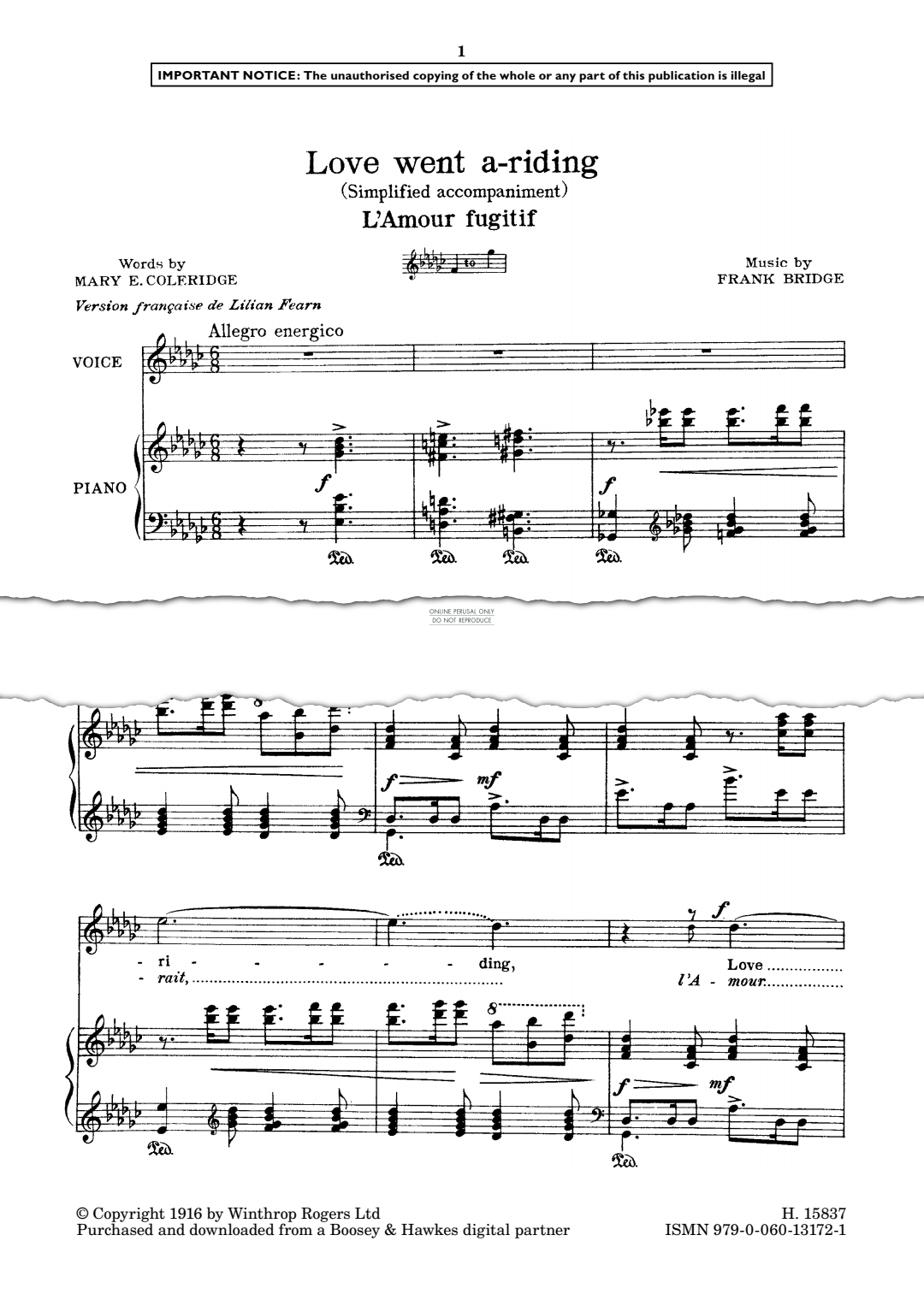 Produktgalerie: Seite 1 von 1 Love Went A-Riding, Frank Bridge, Gesang, Klavier