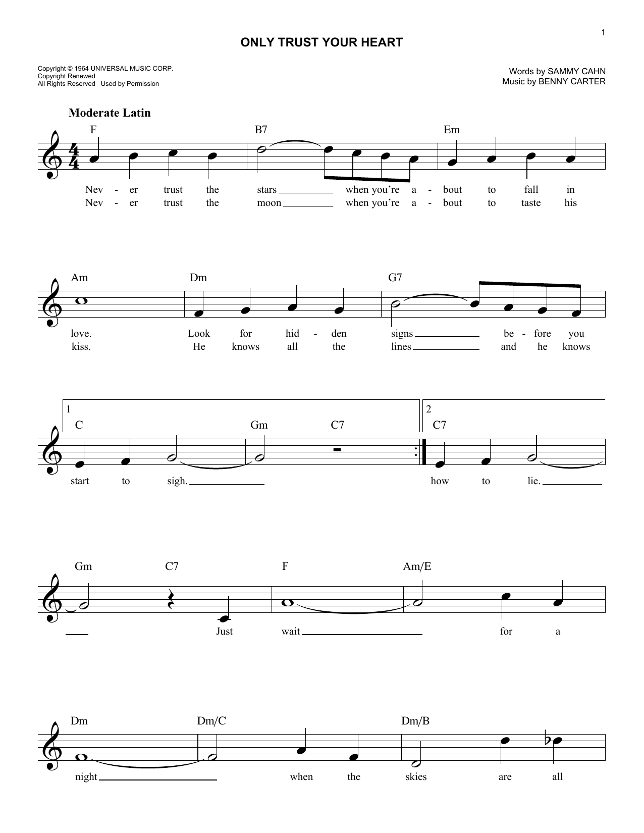 Produktgalerie: Seite 1 von 1 Only Trust Your Heart, Sammy Cahn