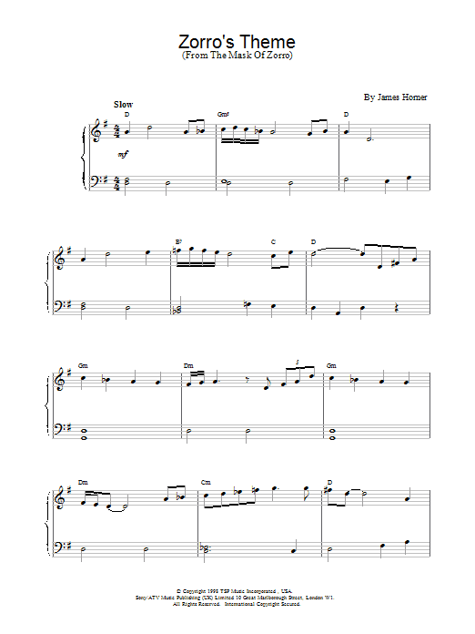 Product gallery: Page 1 of 1 Zorro's Theme, James Horner