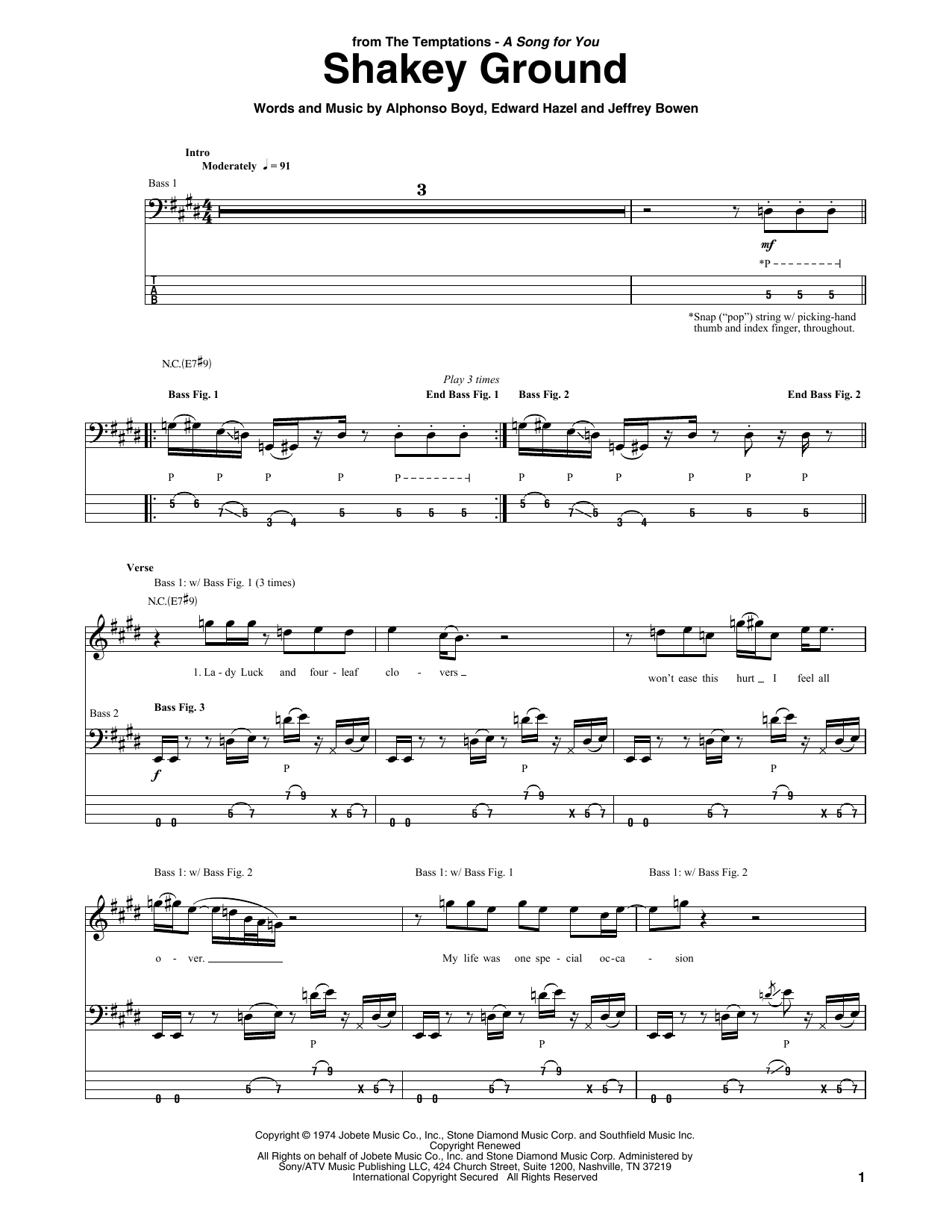 Produktgalerie: Seite 1 von 1 Shakey Ground, The Temptations, E-Bass
