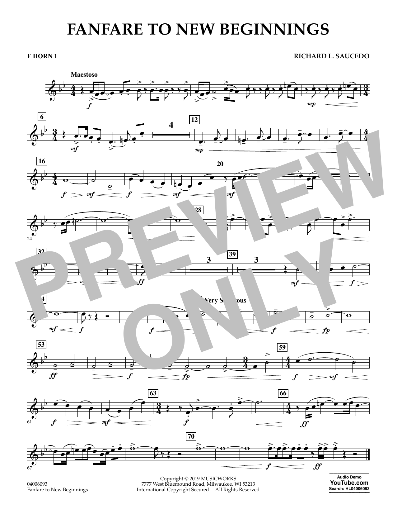 Produktbild zu: Fanfare for New Beginnings - F Horn 1