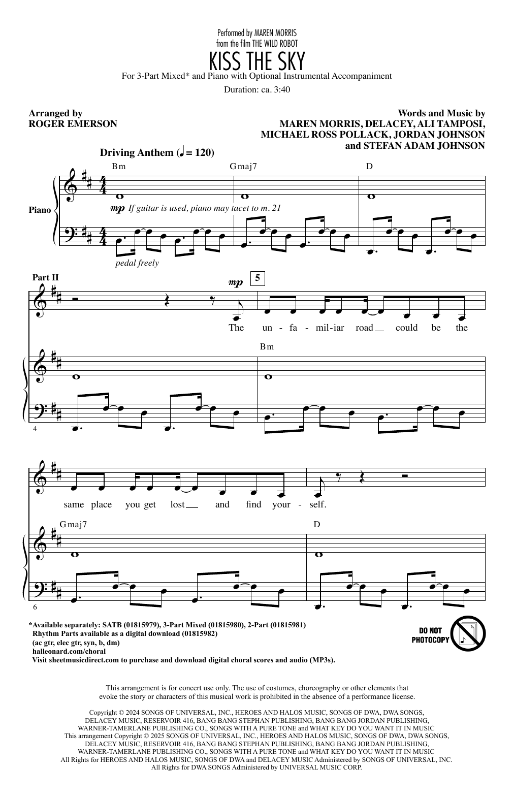 Produktbild zu: Kiss The Sky (from The Wild Robot) (arr. Roger Emerson)