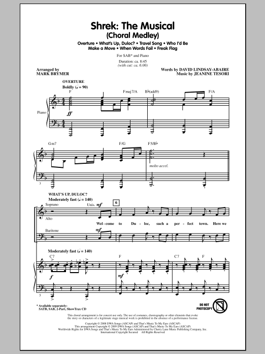 Product picture to: Shrek: The Musical (Choral Medley)