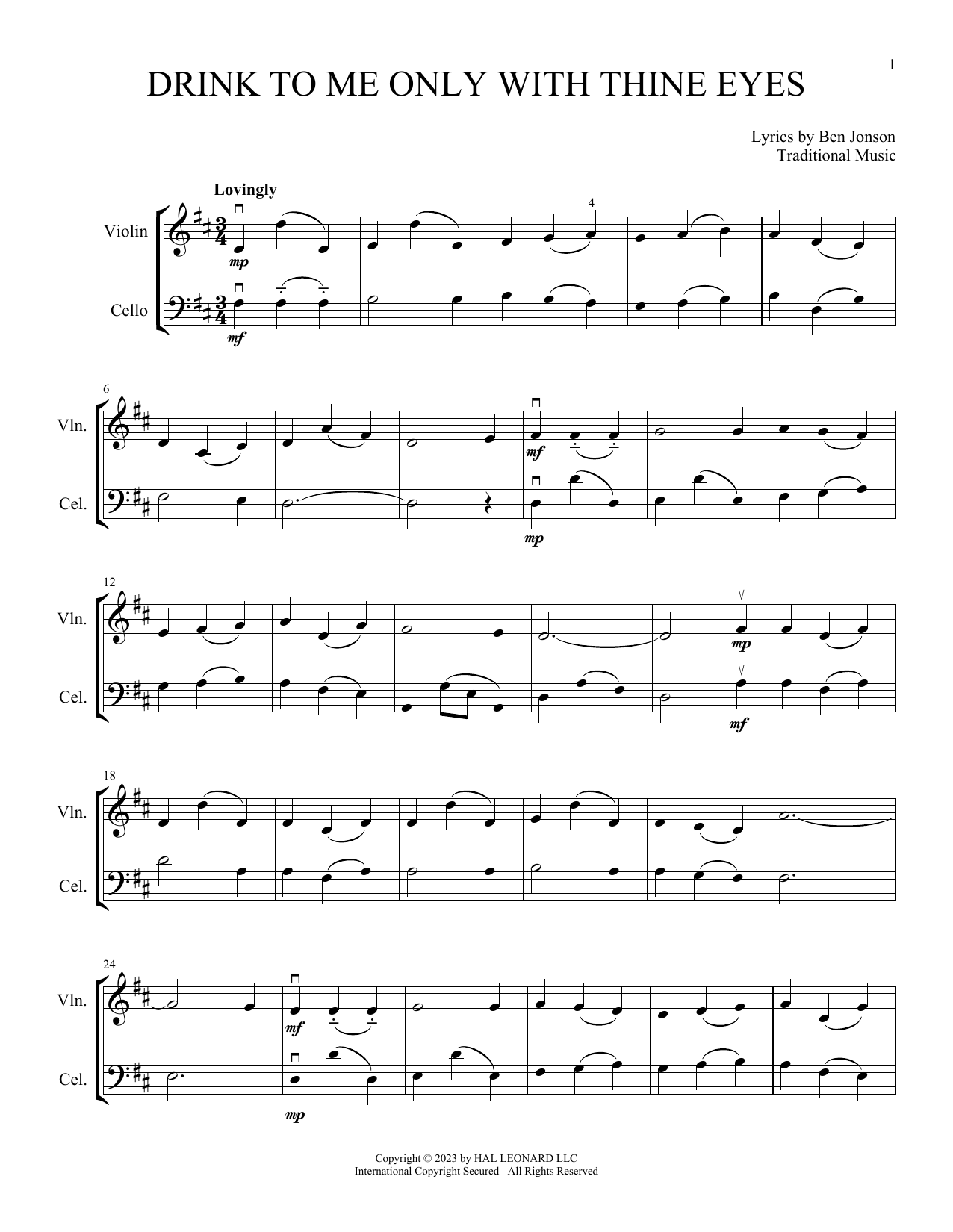 Produktbild zu: Drink To Me Only With Thine Eyes (arr. Michelle Hynson)