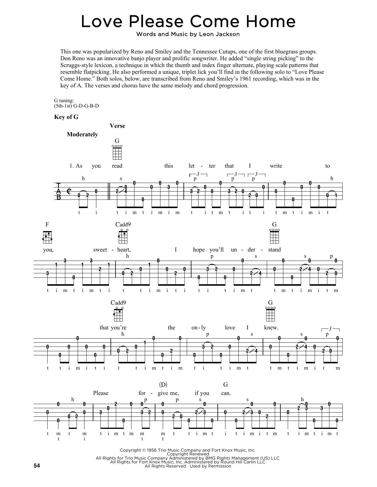Produktgalerie: Seite 1 von 1 Love Please Come Home (arr. Fred Sokolow), Leon Jackson, Banjo