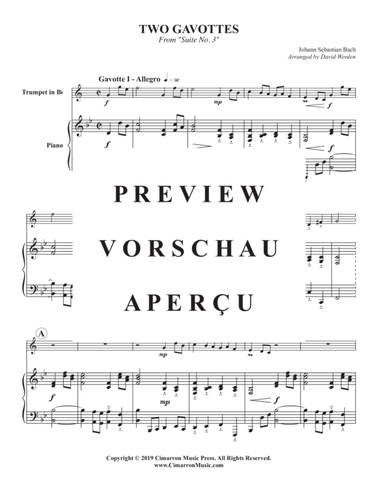 Produktgalerie: Seite 3 von 10 Two Gavottes , , (Trompete in B + Klavier)