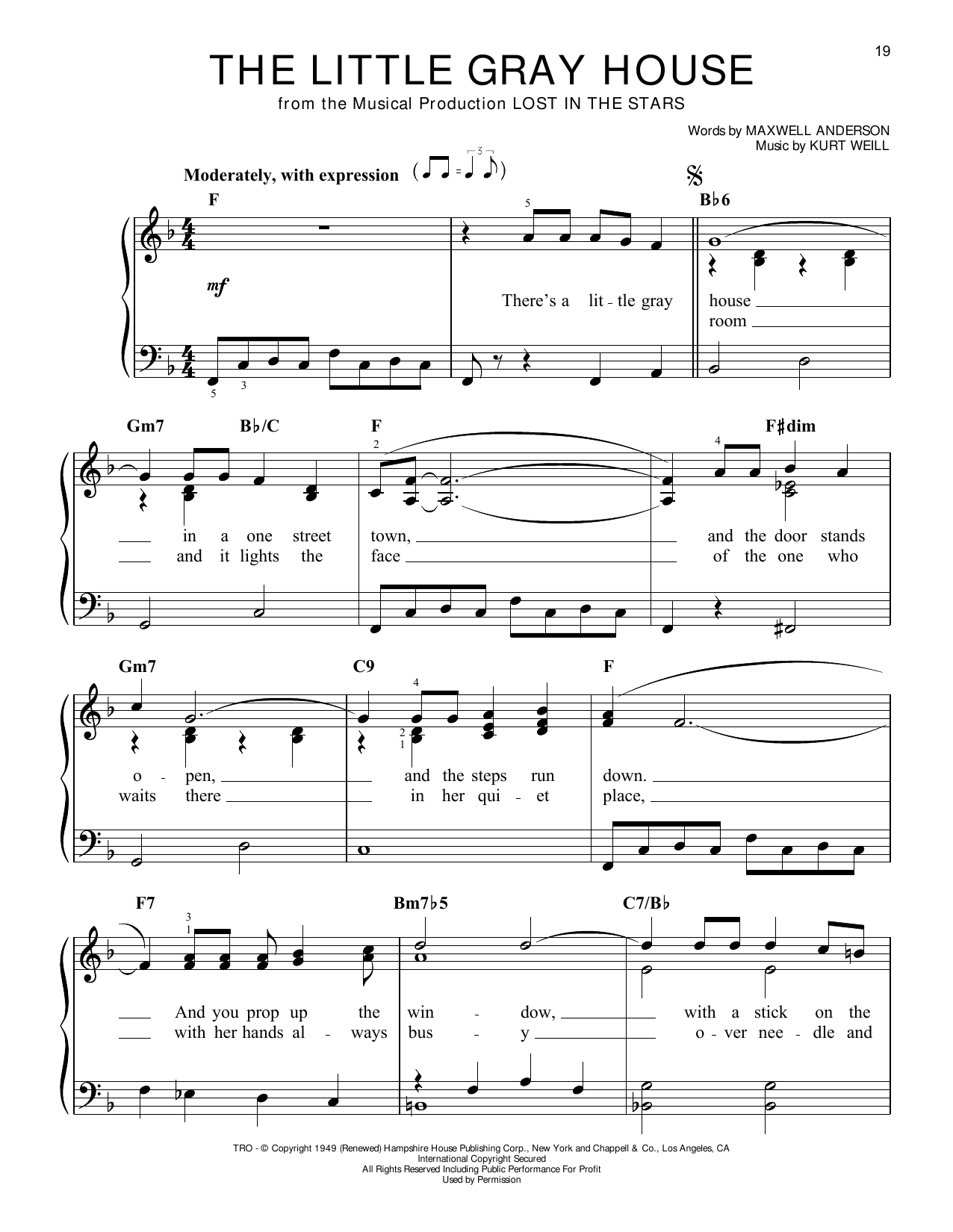 Produktgalerie: Seite 1 von 1 The Little Gray House (from Lost In The Stars), Kurt Weill, Klavier