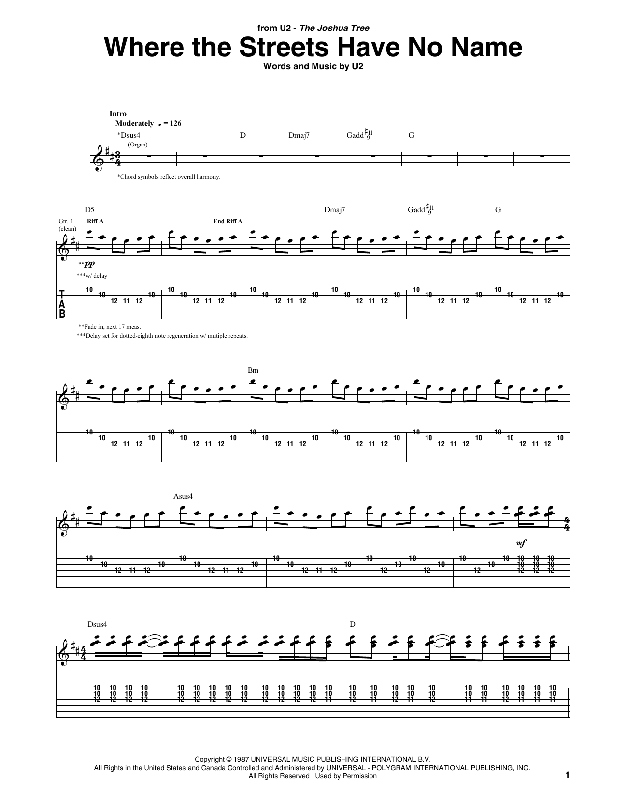 Produktgalerie: Seite 1 von 1 Where The Streets Have No Name, U2, Gitarre