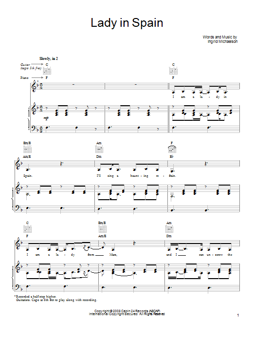 Produktgalerie: Seite 1 von 1 Lady In Spain, Ingrid Michaelson, Gesang, Gitarre, Klavier