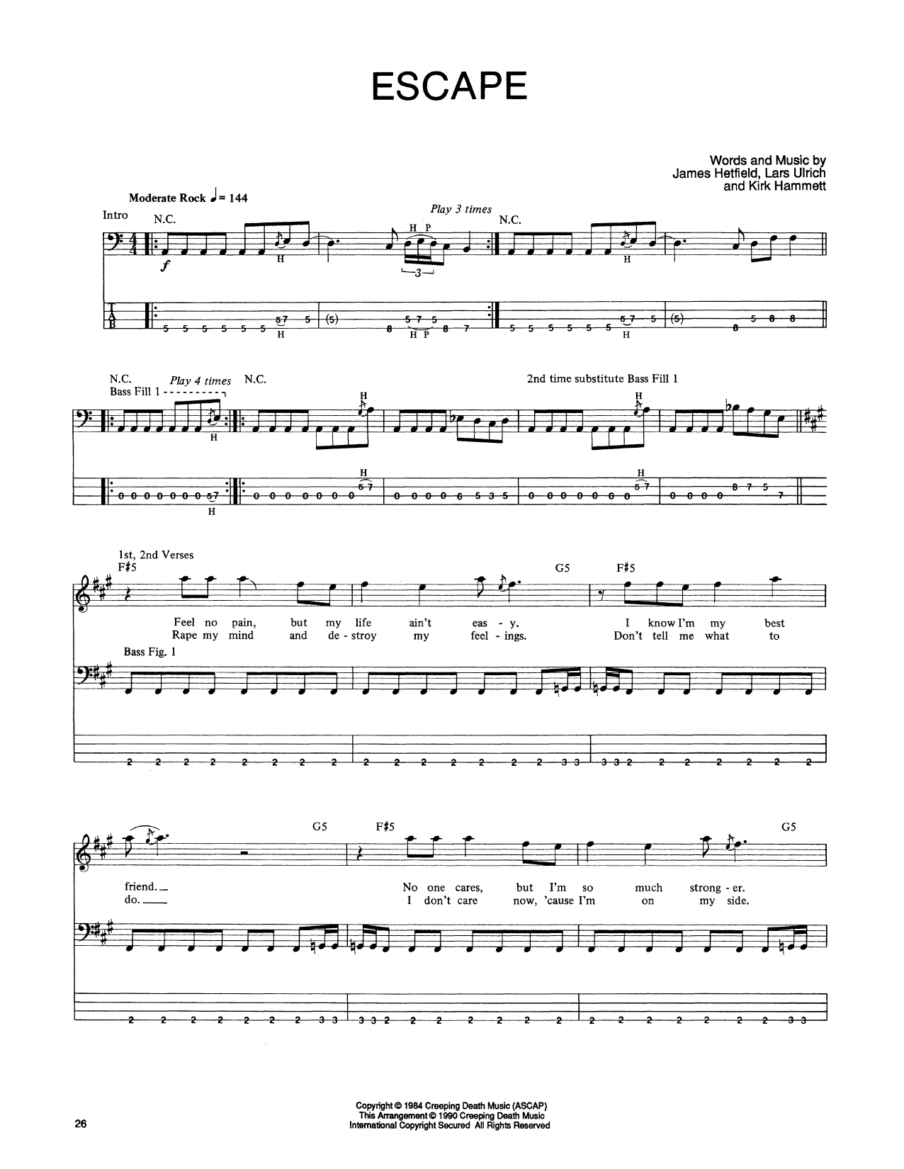 Produktgalerie: Seite 1 von 1 Escape, Metallica, E-Bass