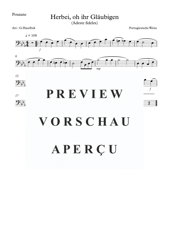 Produktgalerie: Seite 6 von 7 Herbei, oh ihr Gläubigen - Adeste fideles, , (Posaunen Quartett)