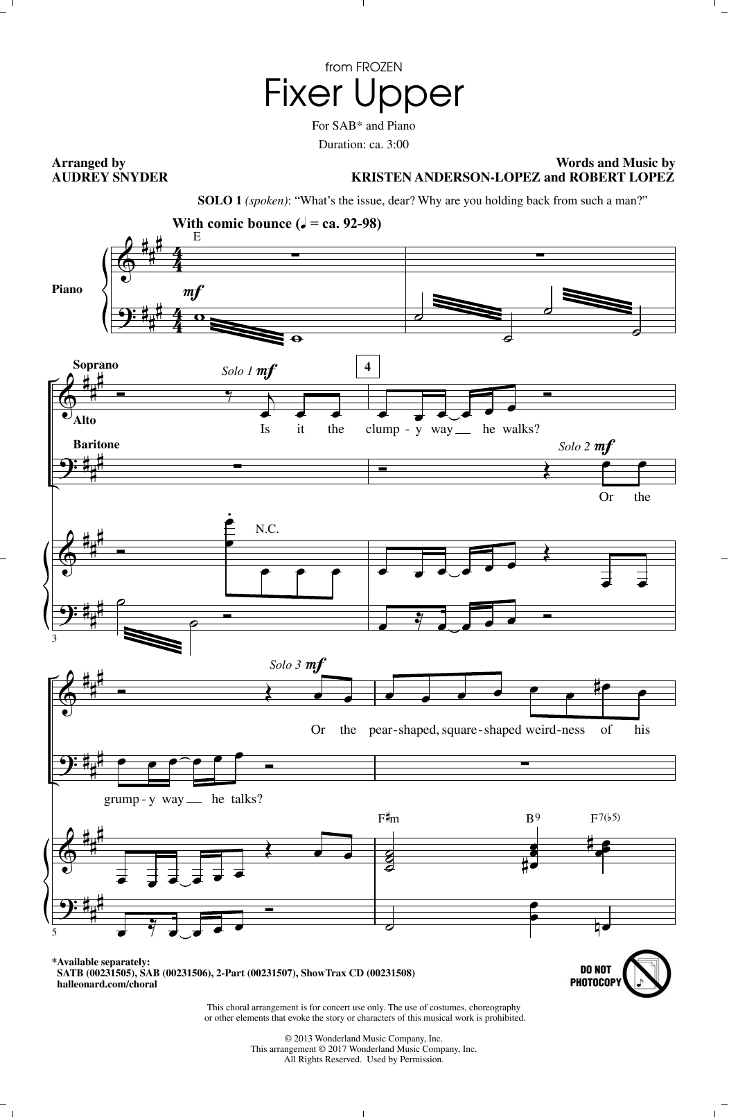 Produktbild zu: Fixer Upper (from Disney's Frozen) (arr. Audrey Snyder)