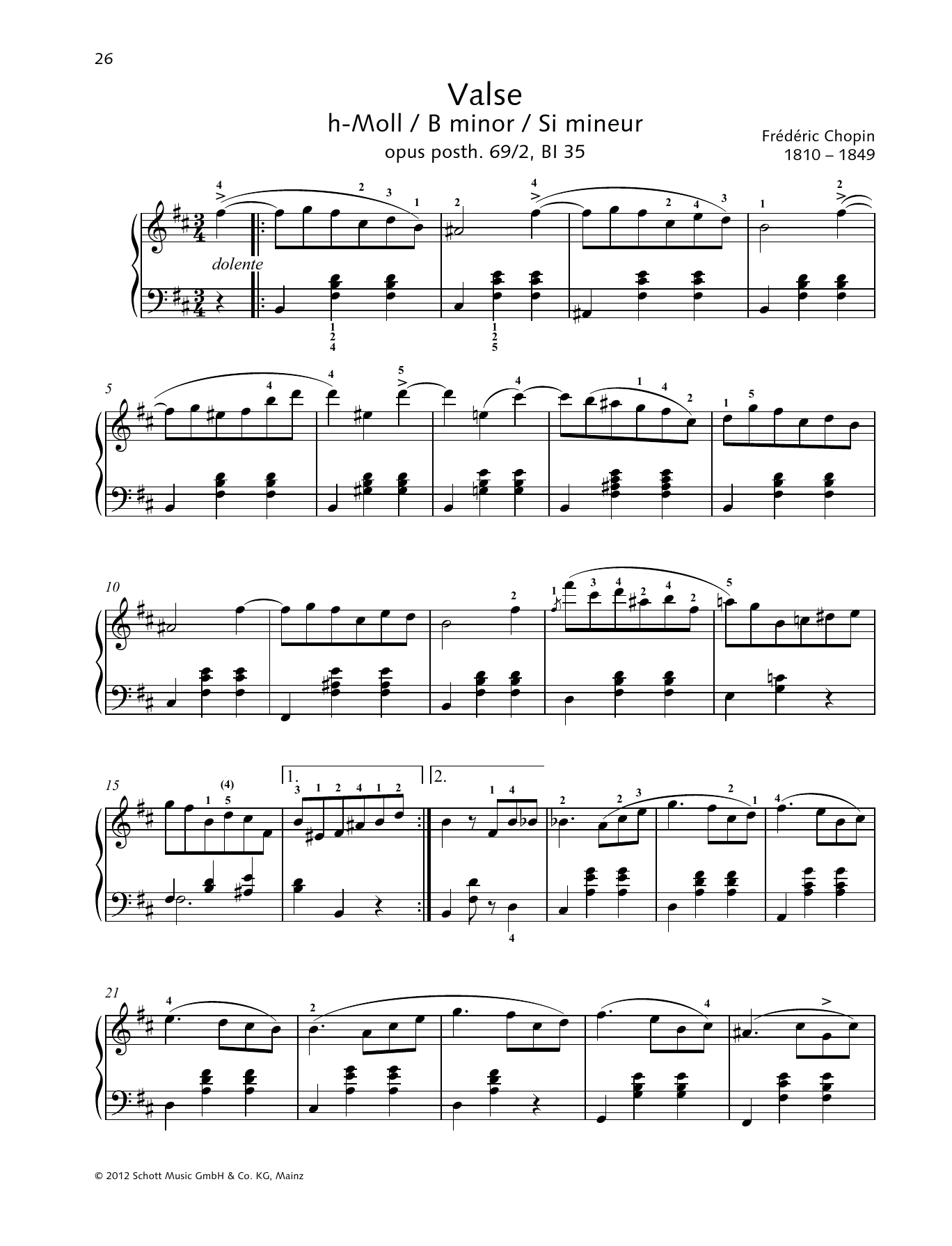 Product gallery: Page 1 of 1 Valse B minor, Frédéric Chopin