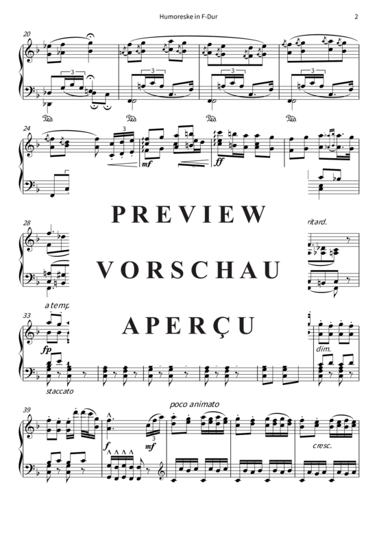 Product gallery: Page 5 of 7 Humoreske in F-Dur - op. 101 Nr. 4, Poco andante , , Piano Solo