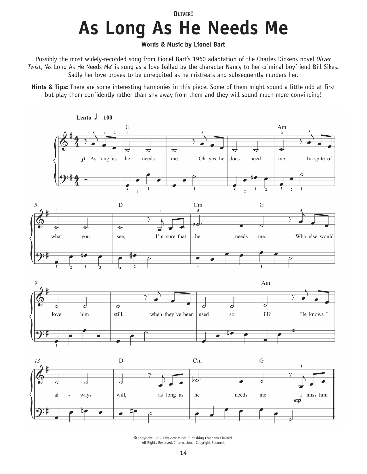 Produktbild zu: As Long As He Needs Me (from Oliver!)