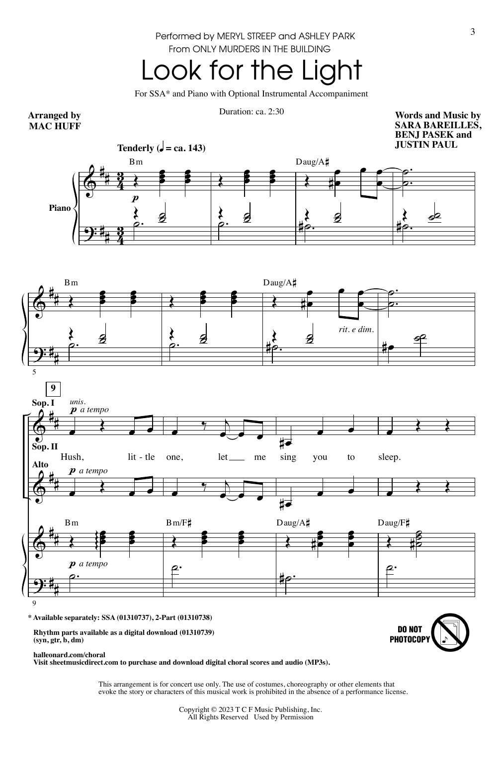 Product gallery: Page 1 of 1 Look For The Light (from Only Murders In The Building) (arr. Mac Huff), Meryl Streep and Ashley Park