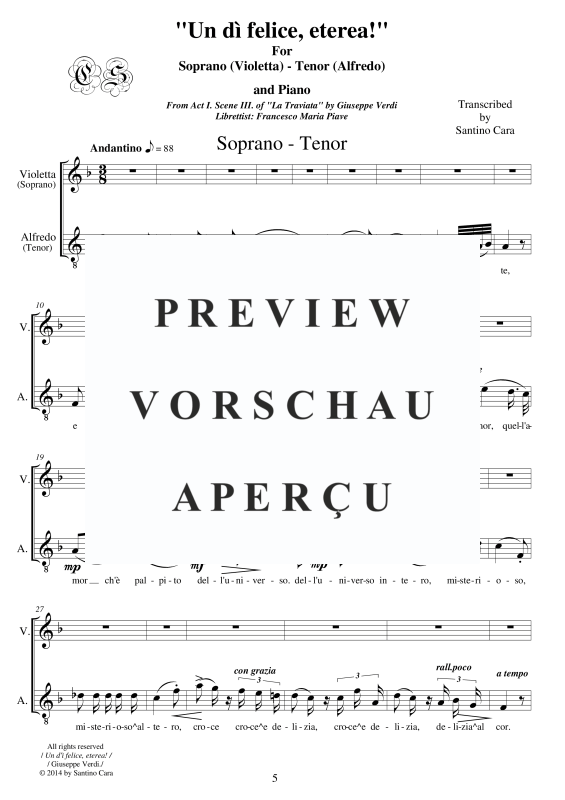 Produktgalerie: Seite 6 von 8 La Traviata - _(Act 1) Un dì felice, eterea, , Sopran, Tenor und Klavier