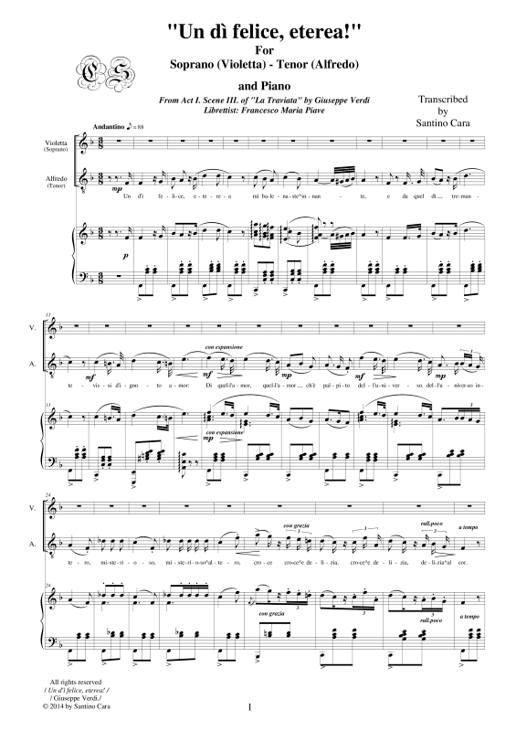 Produktbild zu: La Traviata - _(Act 1) Un dì felice, etereaGiuseppe Verdi