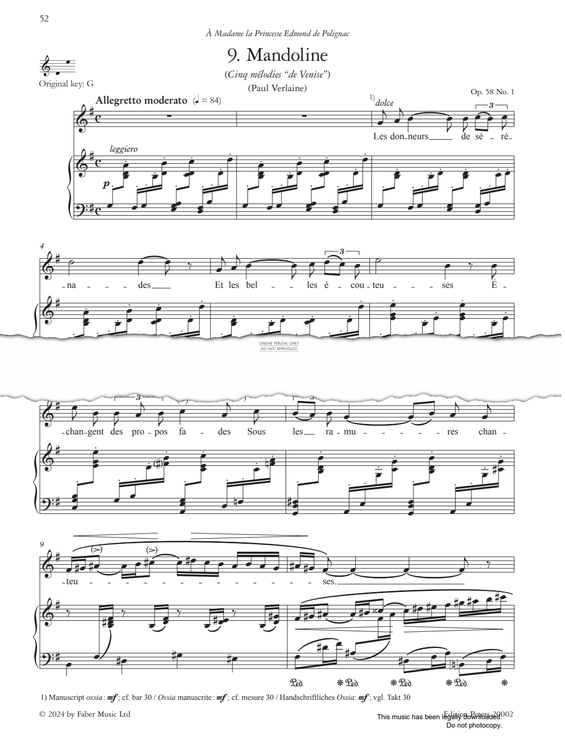 Produktgalerie: Seite 1 von 1 Mandoline Op. 58, No. 1, Gabriel Fauré, Gesang, Klavier