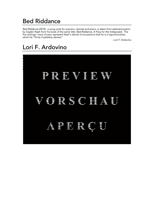 Produktgalerie: Seite 4 von 11 Bed Riddance, , (Trio Sopran, Klarinette und Klavier)