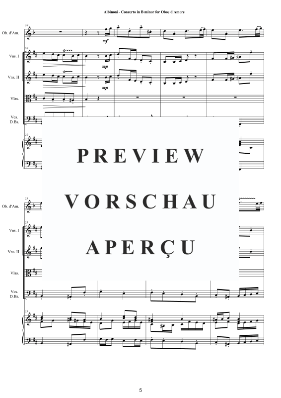 Product gallery: Page 6 of 11 Concerto in H-Moll Op.9, , Oboe D'Amore Solo, String Ensemble, and Harpsichord (Bc)