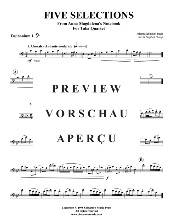 Product gallery: Page 5 of 16 Auswahl aus Notenbüchlein für Magdalena , , (Tuba Quartet: 2x Baritone, 2xTuba)