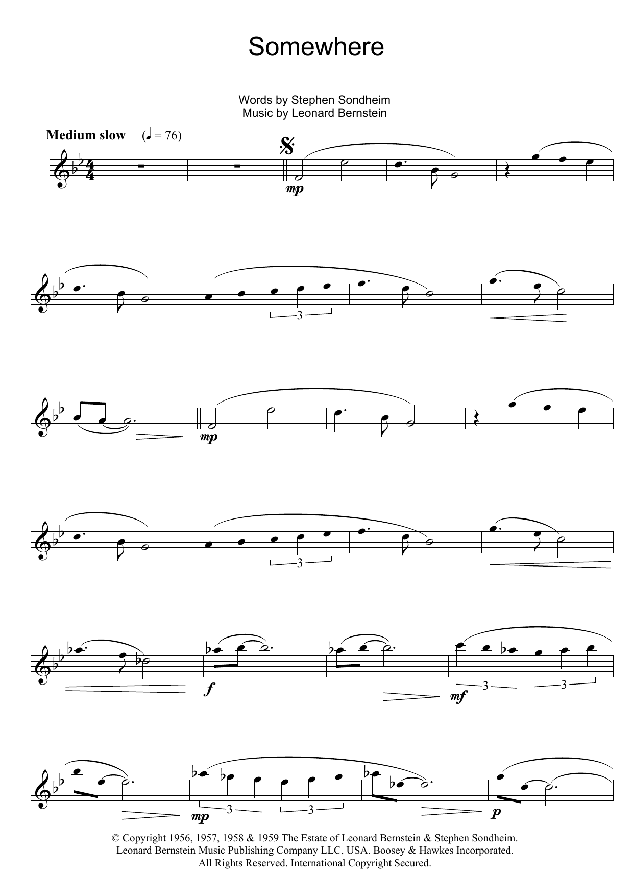 Product gallery: Page 1 of 1 Somewhere (from West Side Story), Leonard Bernstein