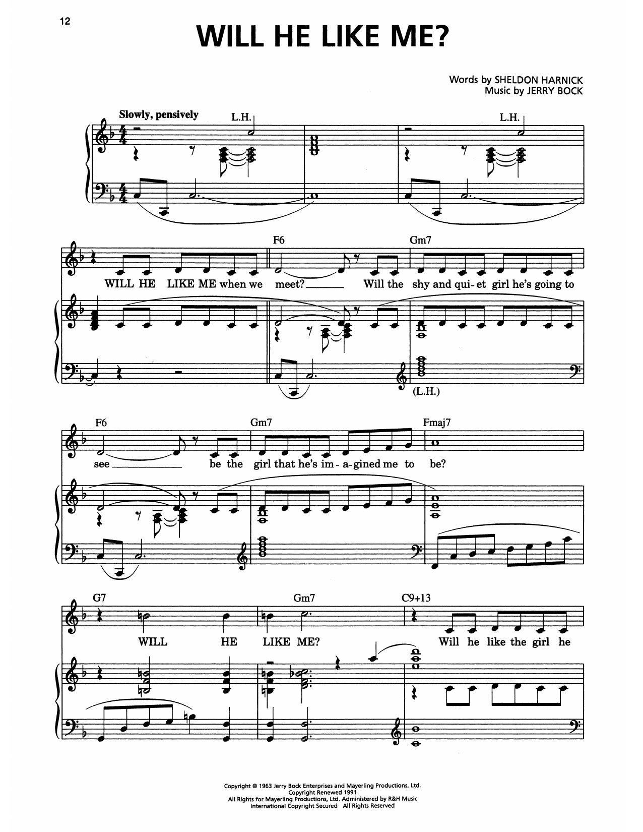 Product picture to:  Will He Like Me? (from She Loves Me) - Jerry Bock