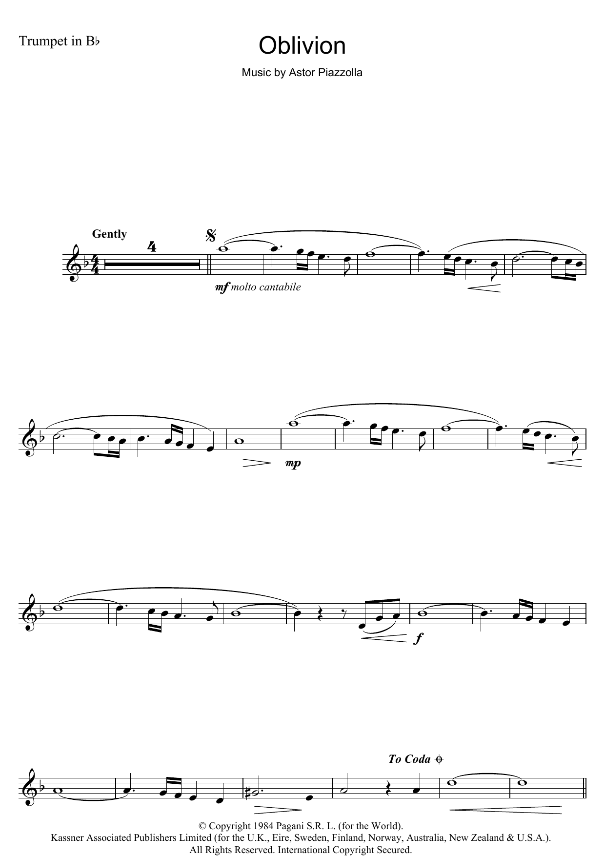 Produktgalerie: Seite 1 von 1 Oblivion, Astor Piazzolla, Trompete