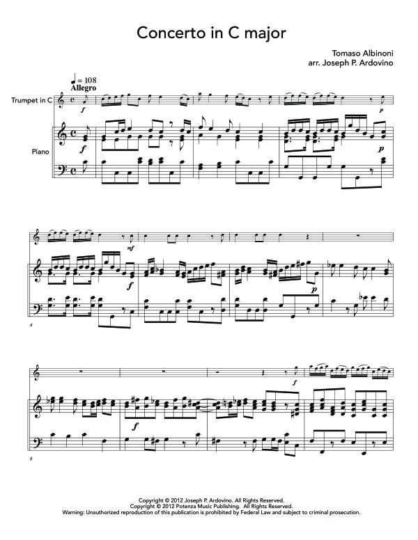 Produktgalerie: Seite 1 von 11 Concerto in C Major, , (Trompete in B und Klavier)
