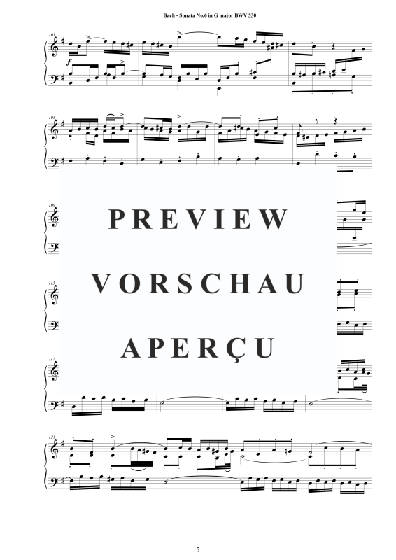Product gallery: Page 6 of 11 Sonata No.6 in G-Dur BWV 530, , Harpsichord/Solo Piano