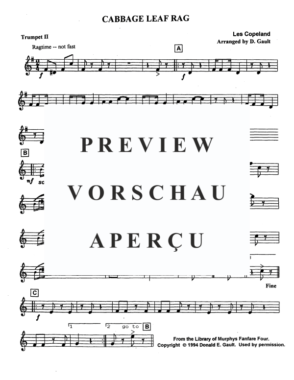 Produktgalerie: Seite 9 von 11 Cabbage Leaf Rag, , Blechbläser Quartett 2 Trompeten und 2 Posaunen