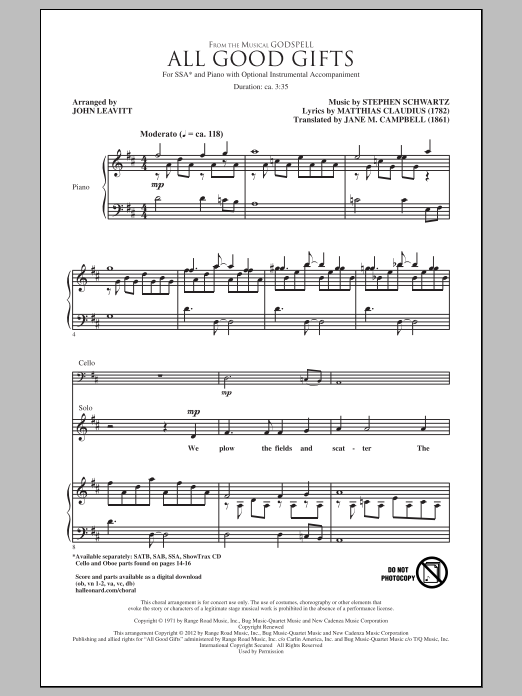 Produktgalerie: Seite 1 von 1 All Good Gifts, John Leavitt, Chor