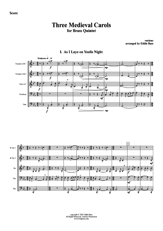 Produktbild zu: 3 Medieval Carols arr. Eddie Bass