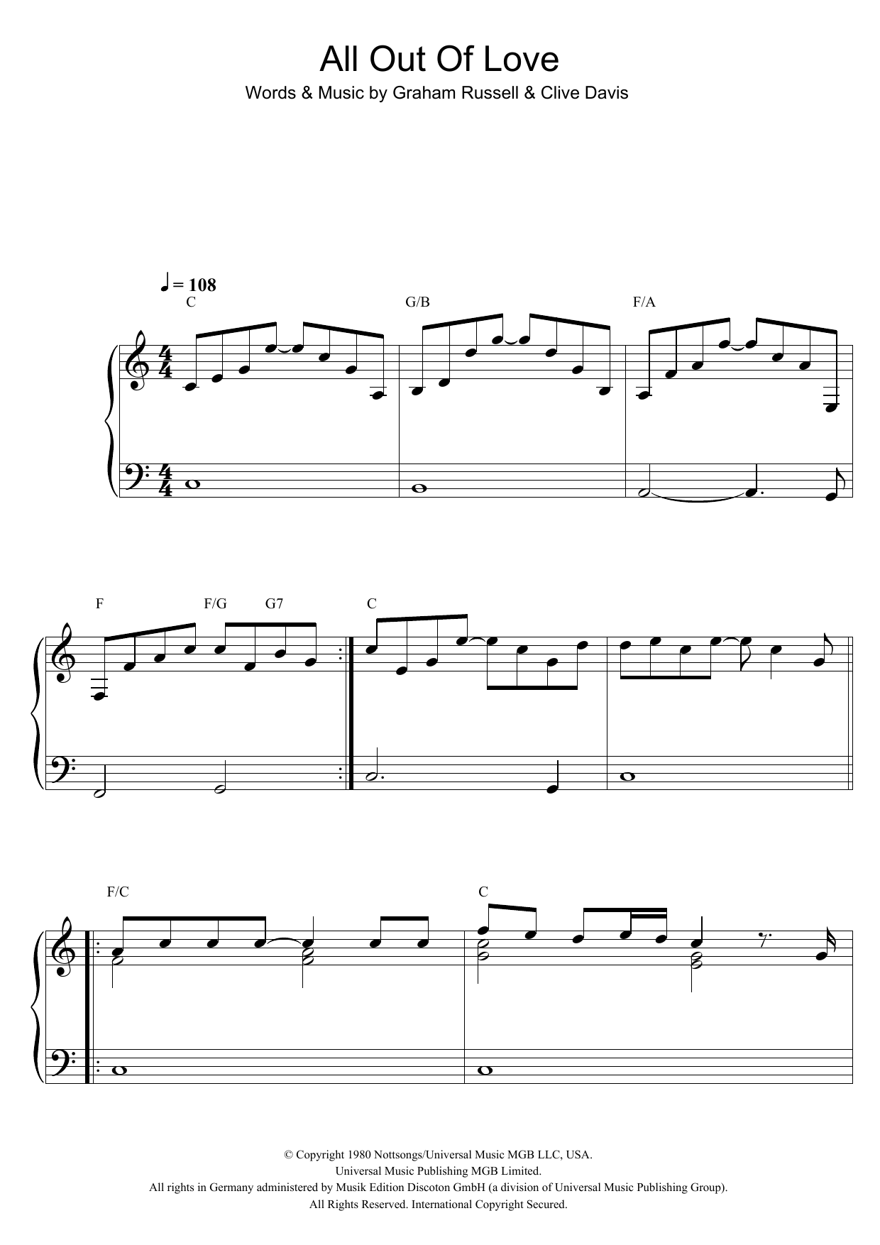 Product gallery: Page 1 of 1 All Out Of Love, Air Supply