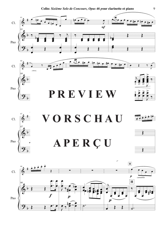 Produktgalerie: Seite 10 von 21 Sixième Solo de Concours, opus 46 , , (Klarinette in B + Klavier)