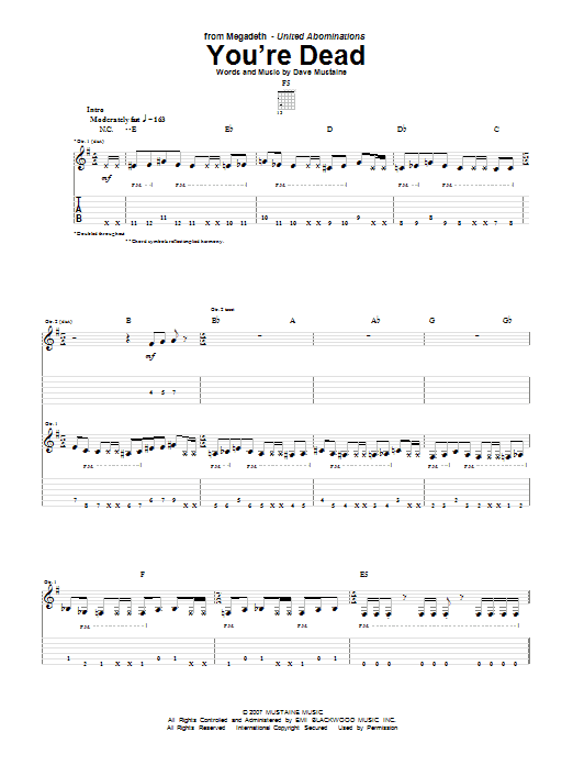 Produktgalerie: Seite 1 von 1 You're Dead, Megadeth, Gitarre
