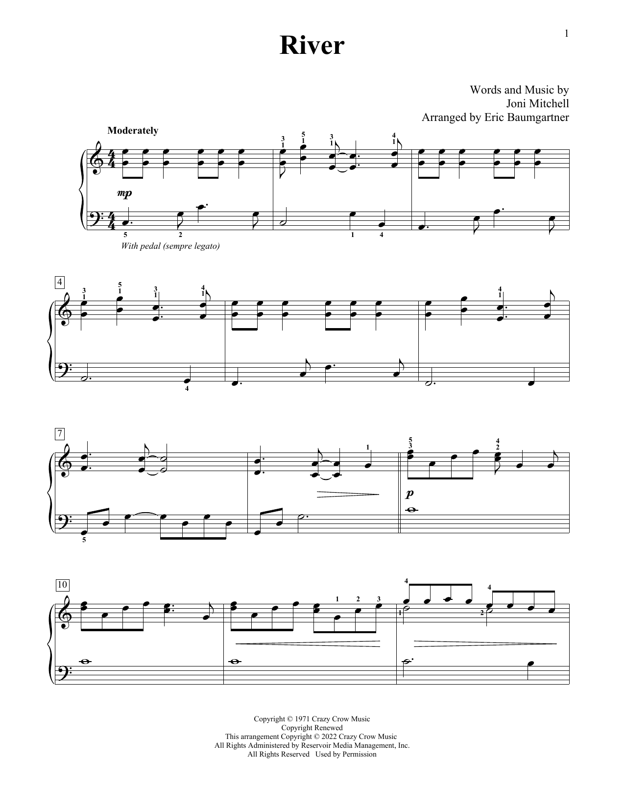 Product picture to: River (arr. Eric Baumgartner)