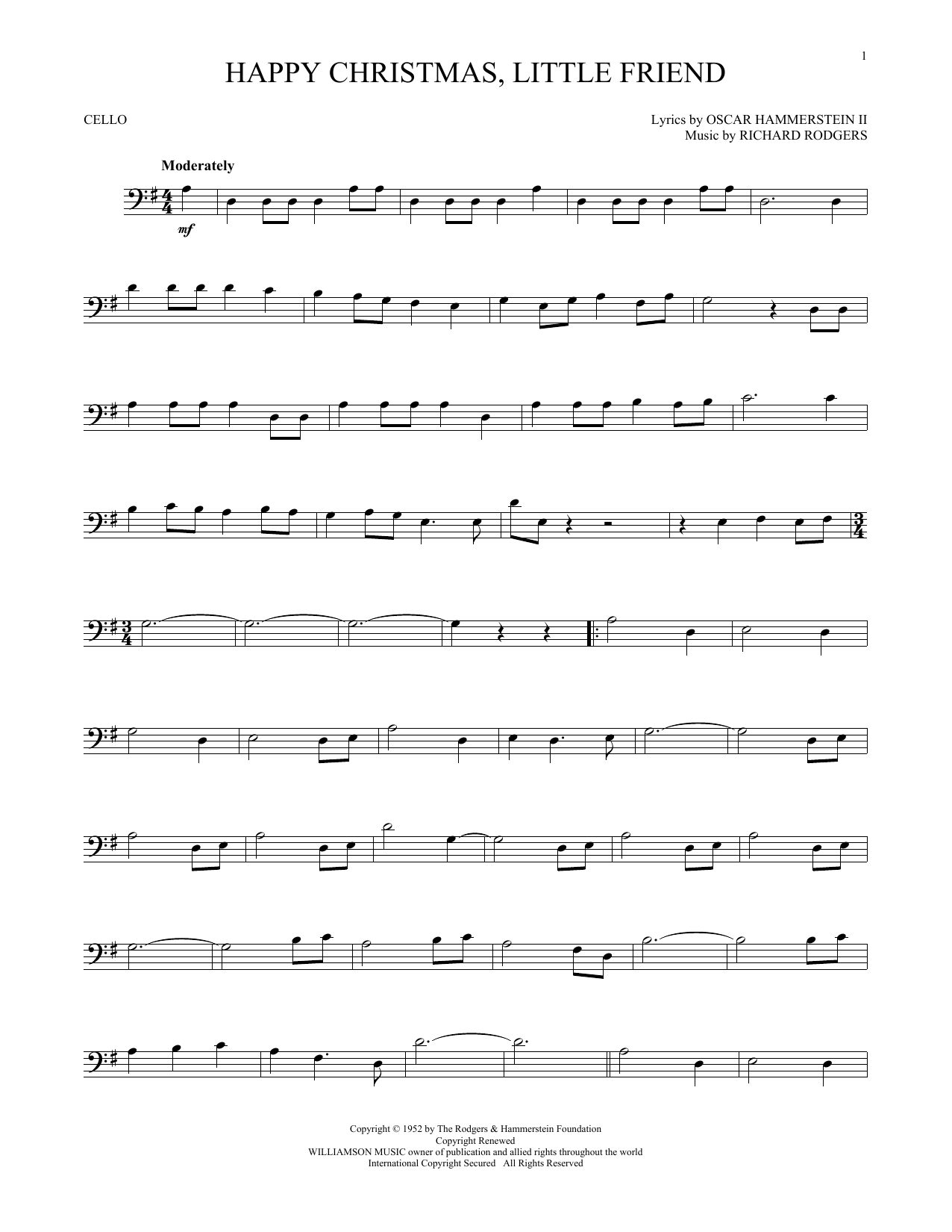 Produktgalerie: Seite 1 von 1 Happy Christmas, Little Friend, Rodgers & Hammerstein, Violoncello