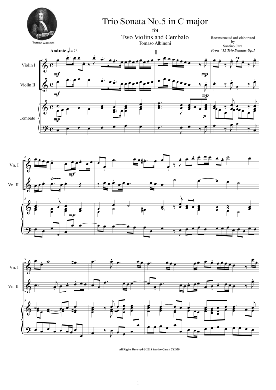 Produktbild zu: Trio Sonata No.5 in C-Dur Op.1Tomaso Albinoni