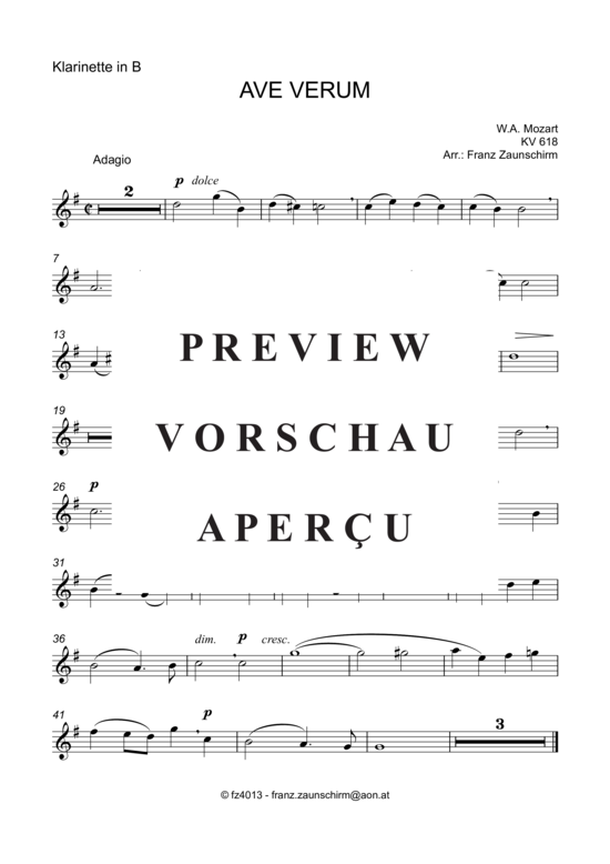 Product gallery: Page 5 of 8 Ave verum , , (clarinet in Bb + piano)