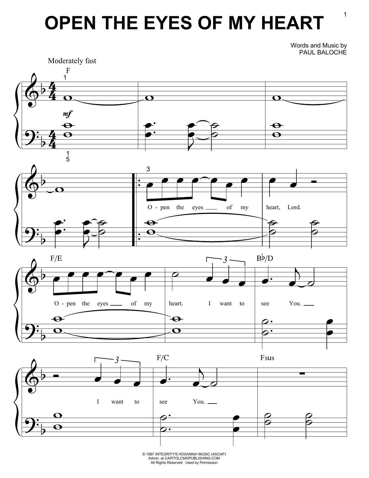 Produktgalerie: Seite 1 von 1 Open The Eyes Of My Heart, Paul Baloche, Klavier