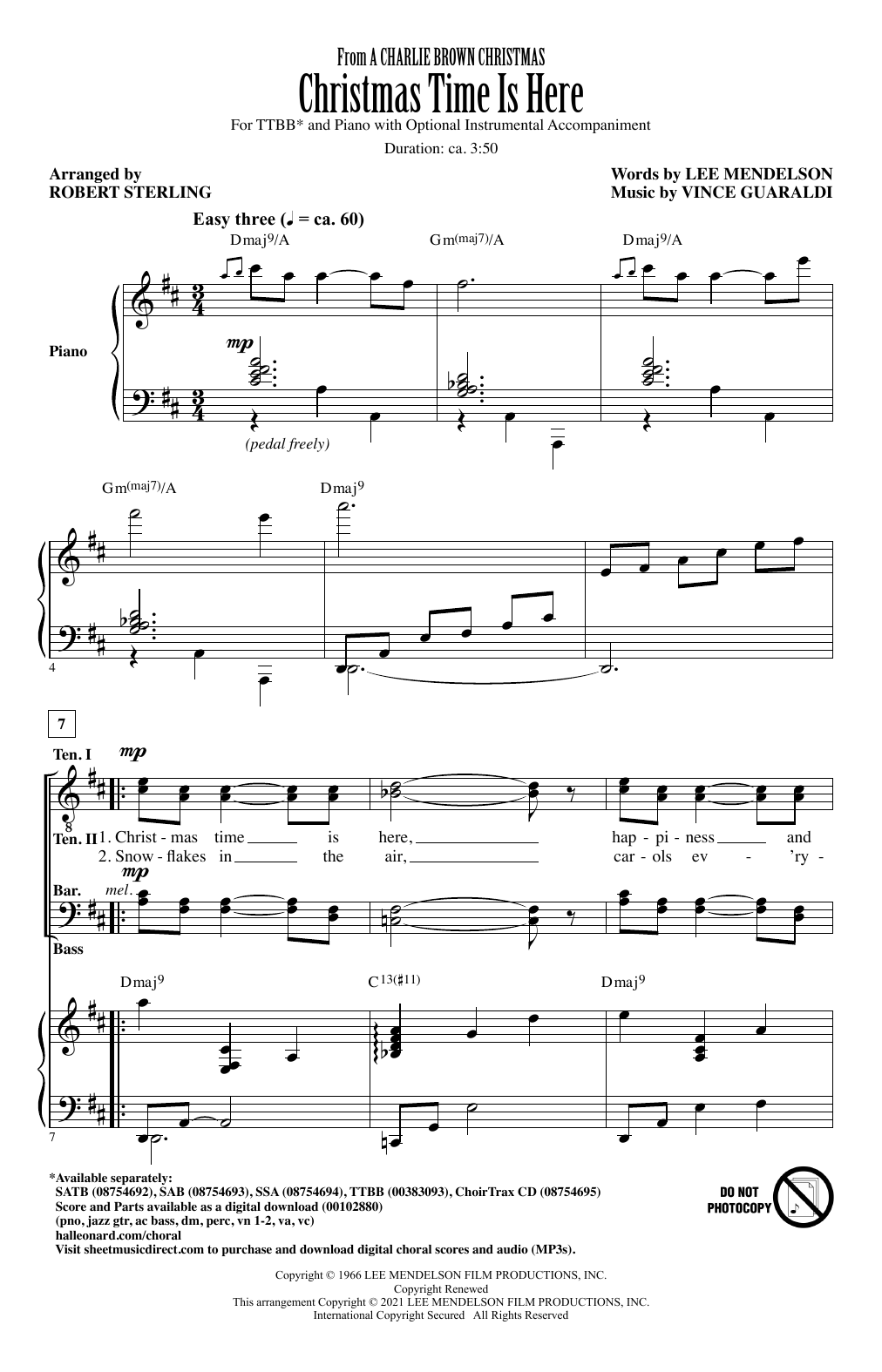 Product picture to: Christmas Time Is Here (arr. Robert Sterling)