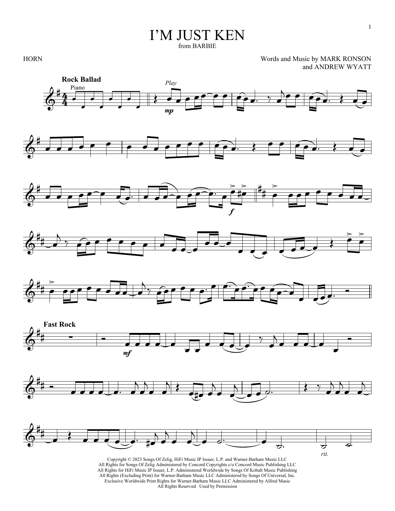 Produktgalerie: Seite 1 von 1 I'm Just Ken (from Barbie), Ryan Gosling, Horn