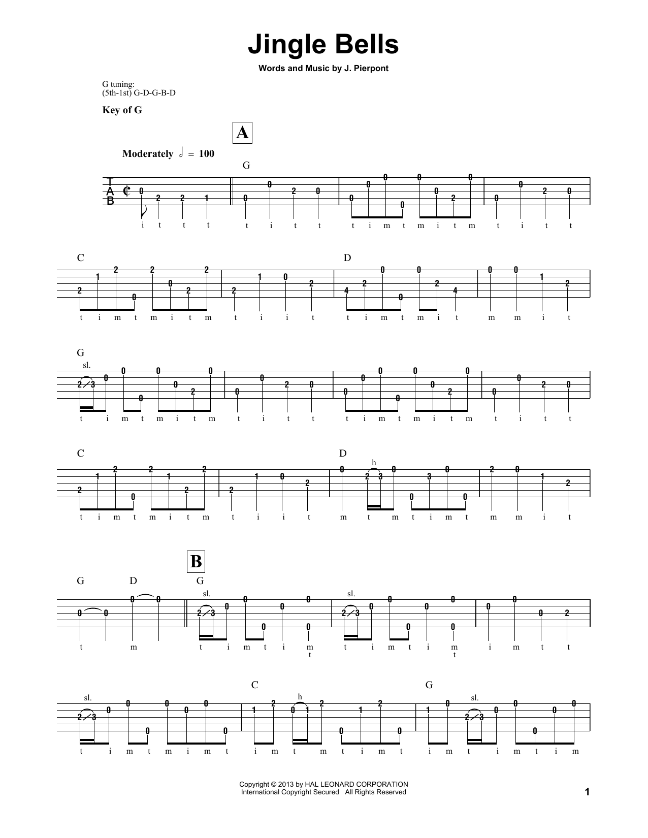Produktgalerie: Seite 1 von 1 Jingle Bells, J. Pierpont, Banjo