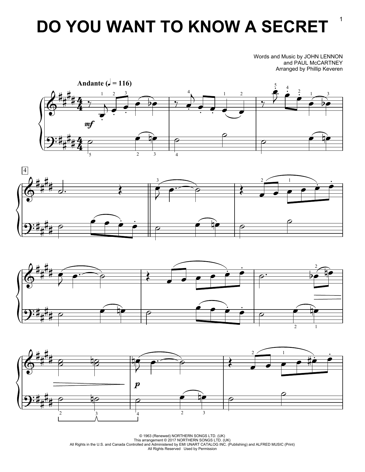 Product picture to: Do You Want To Know A Secret? [Classical version] (arr. Phillip Keveren)