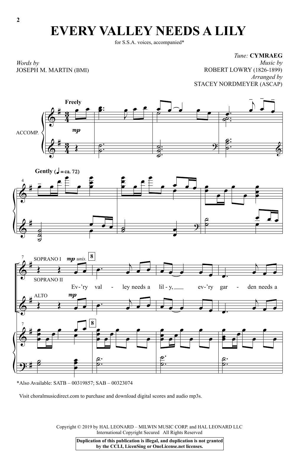 Produktgalerie: Seite 1 von 1 Every Valley Needs A Lily (arr. Stacey Nordmeyer), Joseph M. Martin and Robert Lowry, Chor
